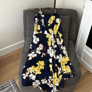 Gorgeous v-neck floral tea length dress-Priced to sell!